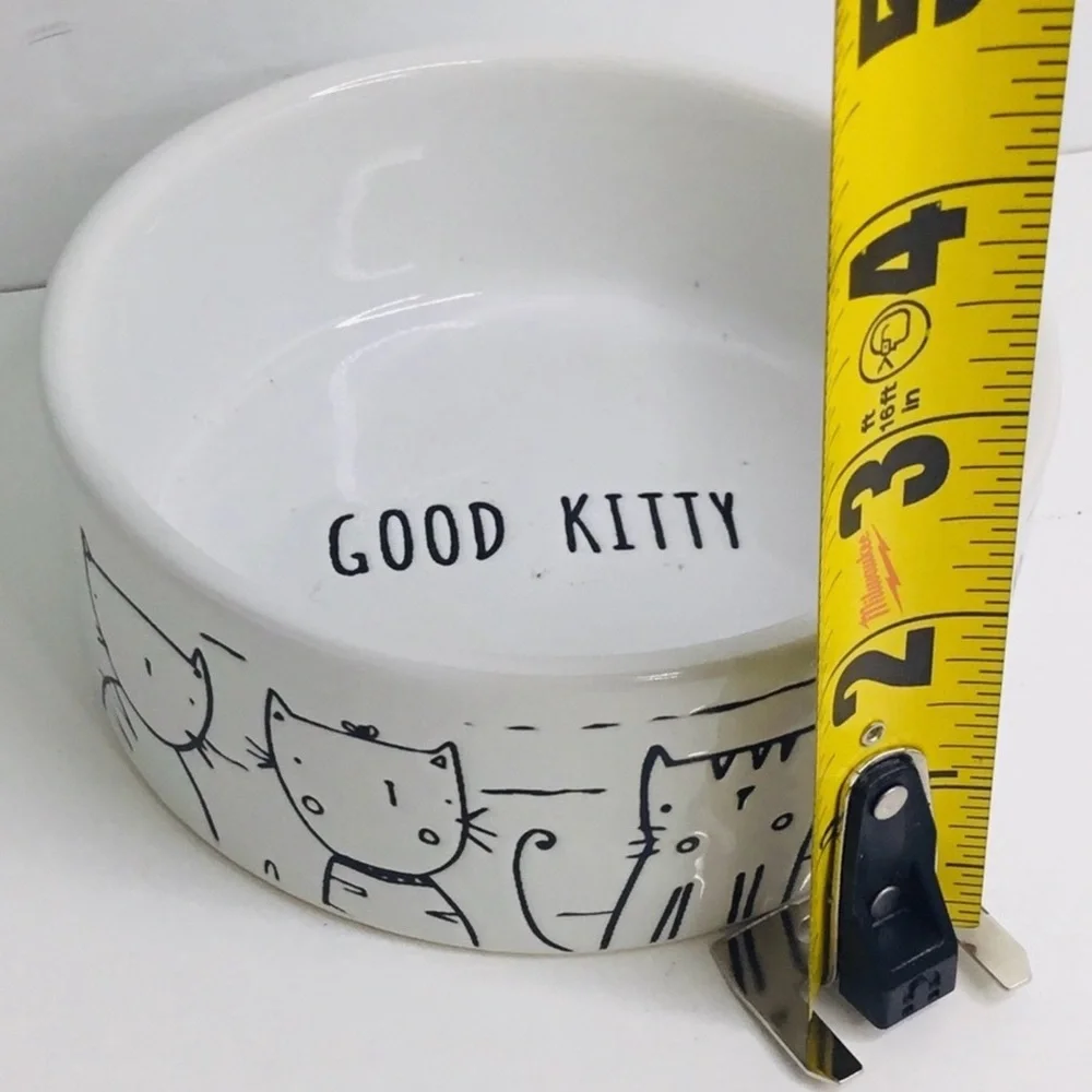 Kitten Cat Bowl White With GOOD KITTY Inside 4.5” Wide 1.75” Deep